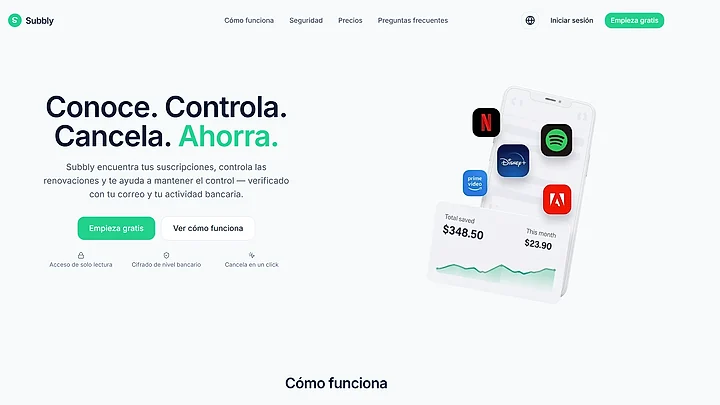 Captura de la app Subbly